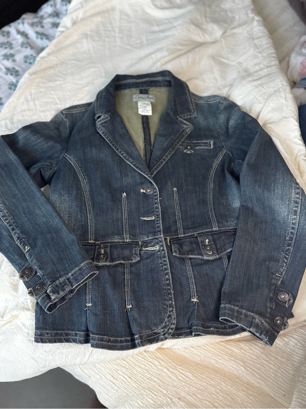 Lena Jeans  Dark Wash Denim Blazer Jacket - Women's